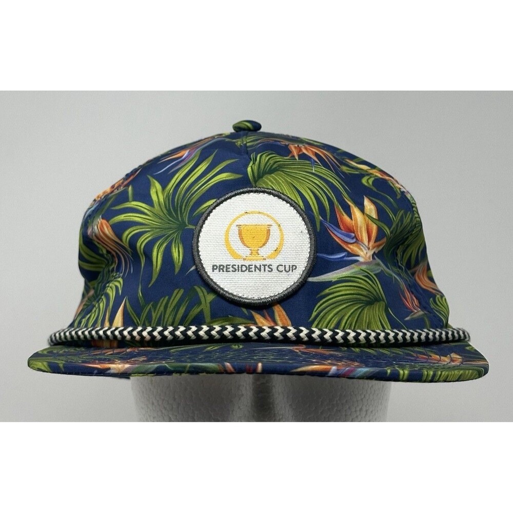 Pukka President’s Cup SnapBack Hat Golf Blue Green Floral Cap OSFM